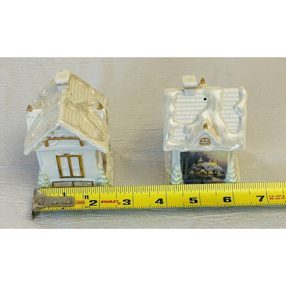 Thomas Kinkade Lenox Salt Pepper Shakers Stonehearth Hutch 2005 Cottage VTG - Picture 9 of 10